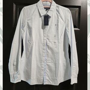 Tommy Hilfiger Women's ~ Blue/White Striped ~ Collar Shirt ~ Nwt